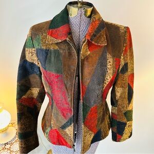 Vintage Patchwork  Leather Multicolor Women's Jacket